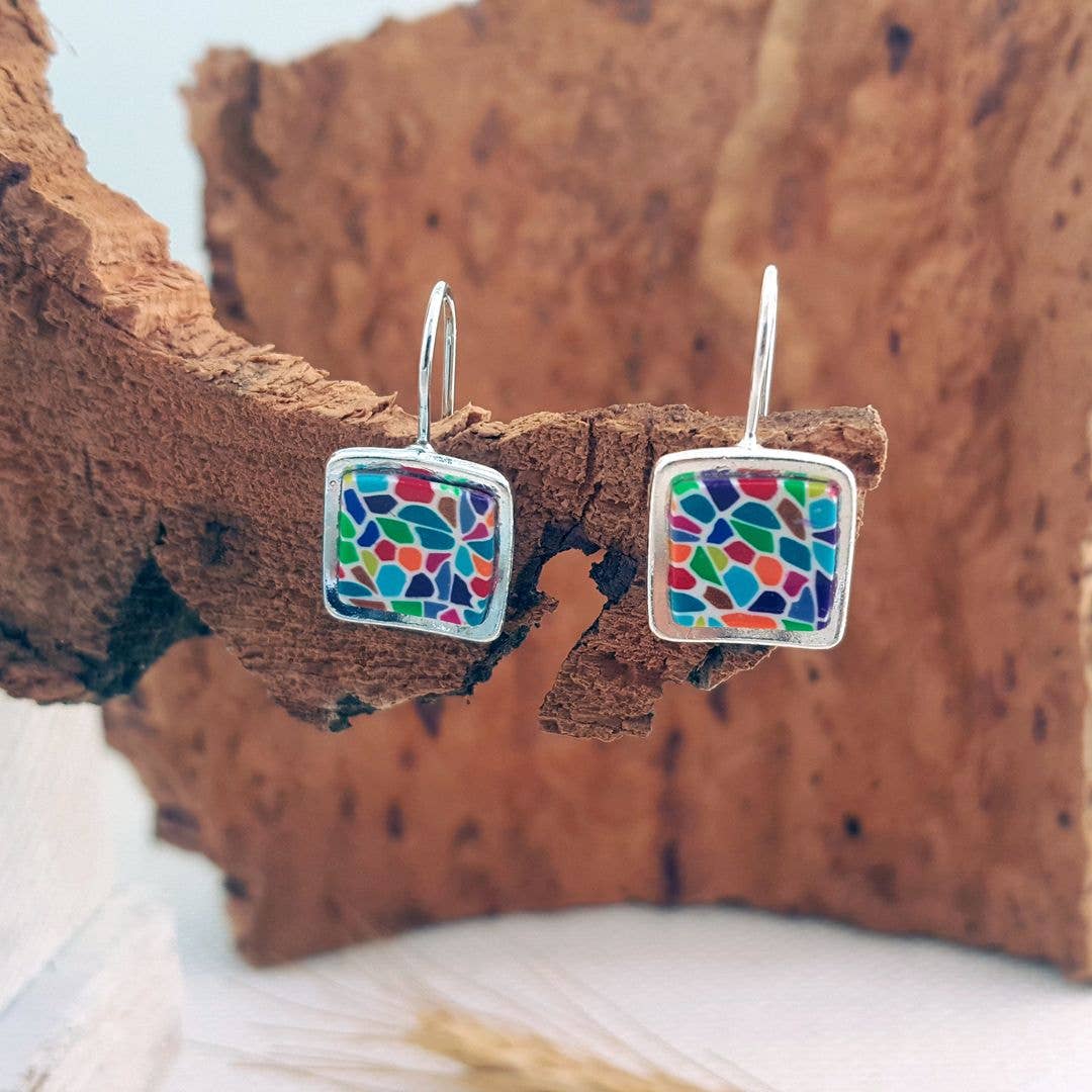 PASTACUITA - Wholesale Dangle Earrings - Modernist square hook earrings. Inspired by Gaudí.3