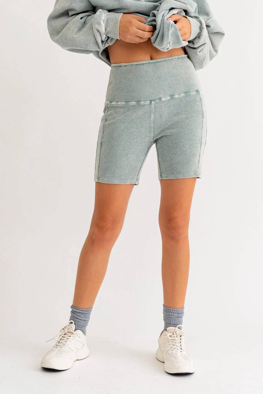 Tasha Apparel Wholesale - Wholesale Athletic Shorts - Women's - Mineral Wash Ribbed Tummy Control Biker Shorts26