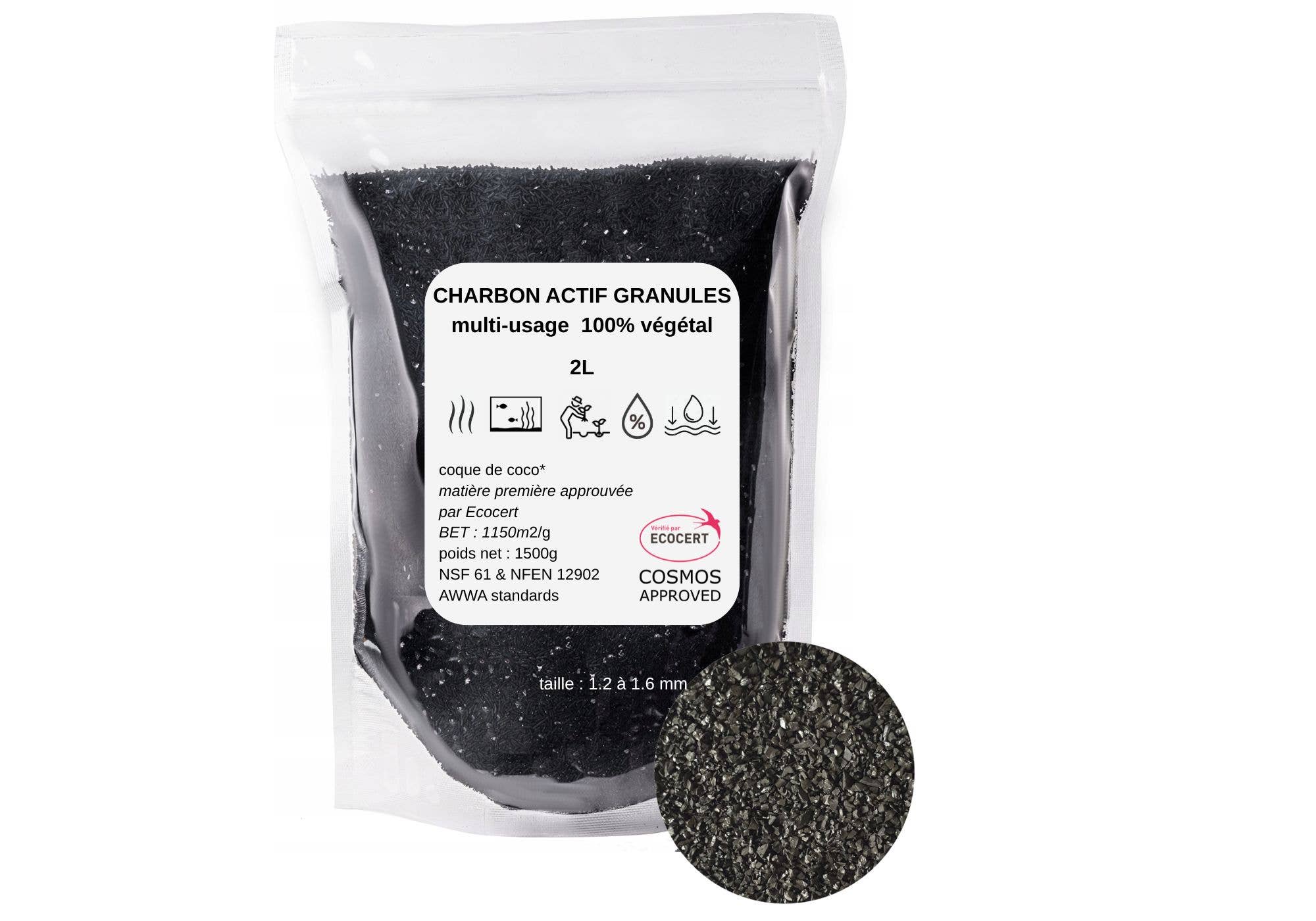 Bijin - Wholesale Water filter - ACTIVATED VEGETABLE CHARCOAL granules BULK 1kg
