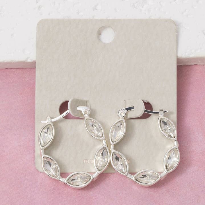 Faceted Oval Studs Hoop Earrings for wholesale by Fame Accessories