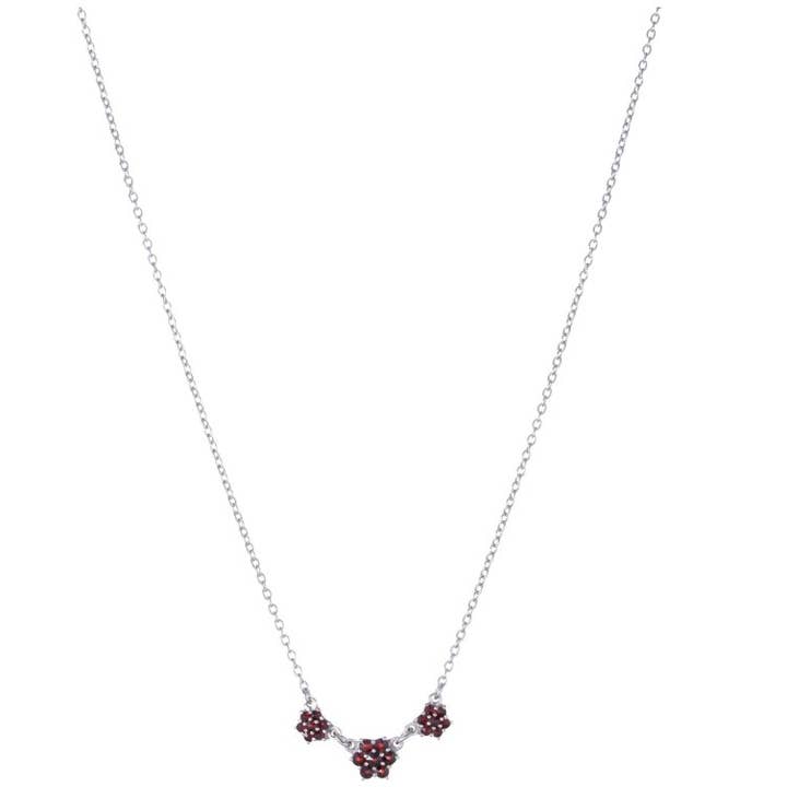 Silver necklace with garnet and almandine flower - small for wholesale by Madeka e.U.