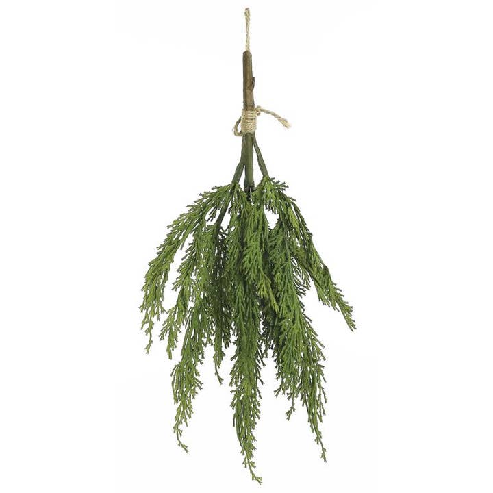 Select Artificials, Inc. - Wholesale Artificial Plant - Cluster Cedar Hanging Teardrop, , 21", Green