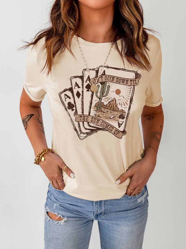 Western Poker Cards Graphic T Shirt for wholesale by 1 the Woman