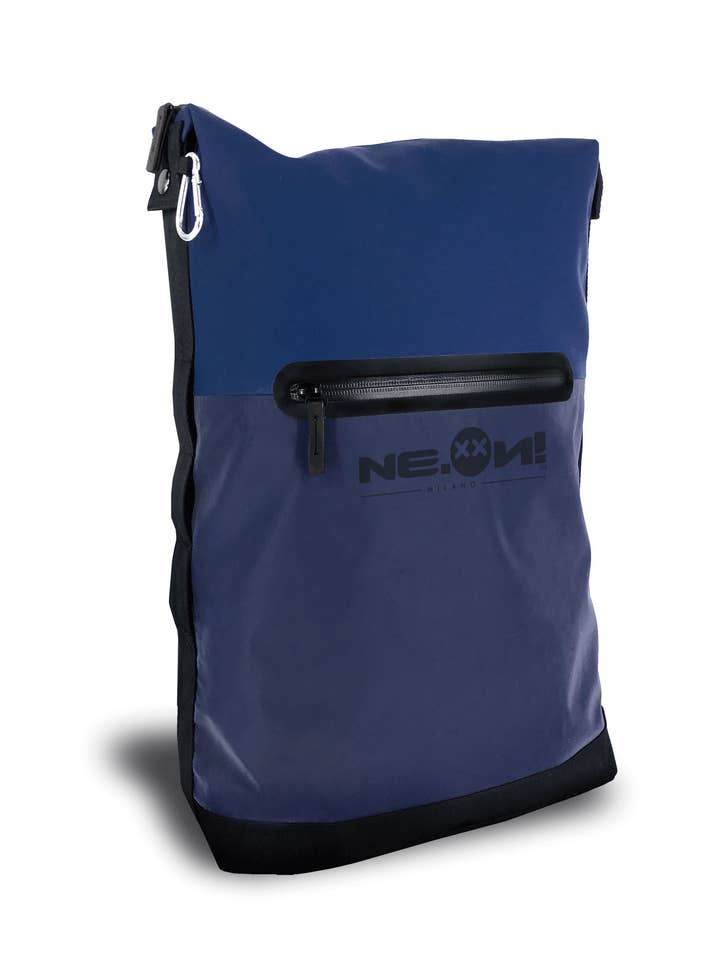 Mochila Urbana Mulher e Homem Azul, 100% impermeável, Refletora por atacado de Ne.on! Milano