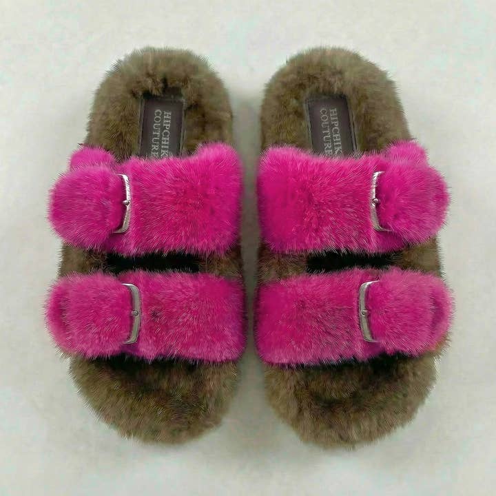 Mink Slide Sandaler Skor - Nat 'n' Fuchsia för wholesale av Hipchik