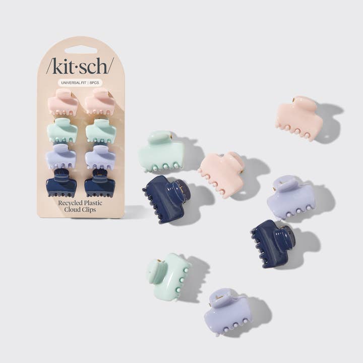 KITSCH - Wholesale Hair Clip - Women's - Recycled Plastic Mini Cloud Clips 8pc Set- Garden Bouquet