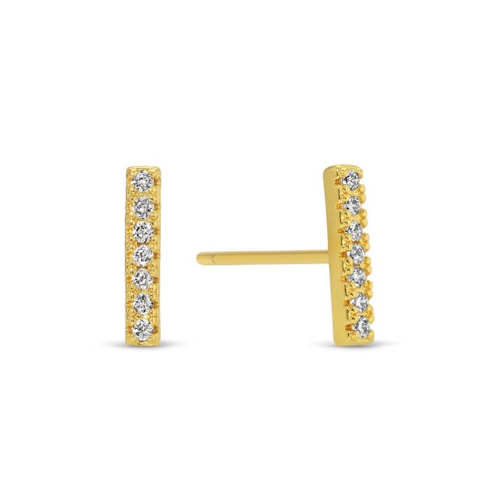 Splendid Iris - Wholesale Stud/Post Earrings - Pave Bar Studs On Velvet Gift Tag2