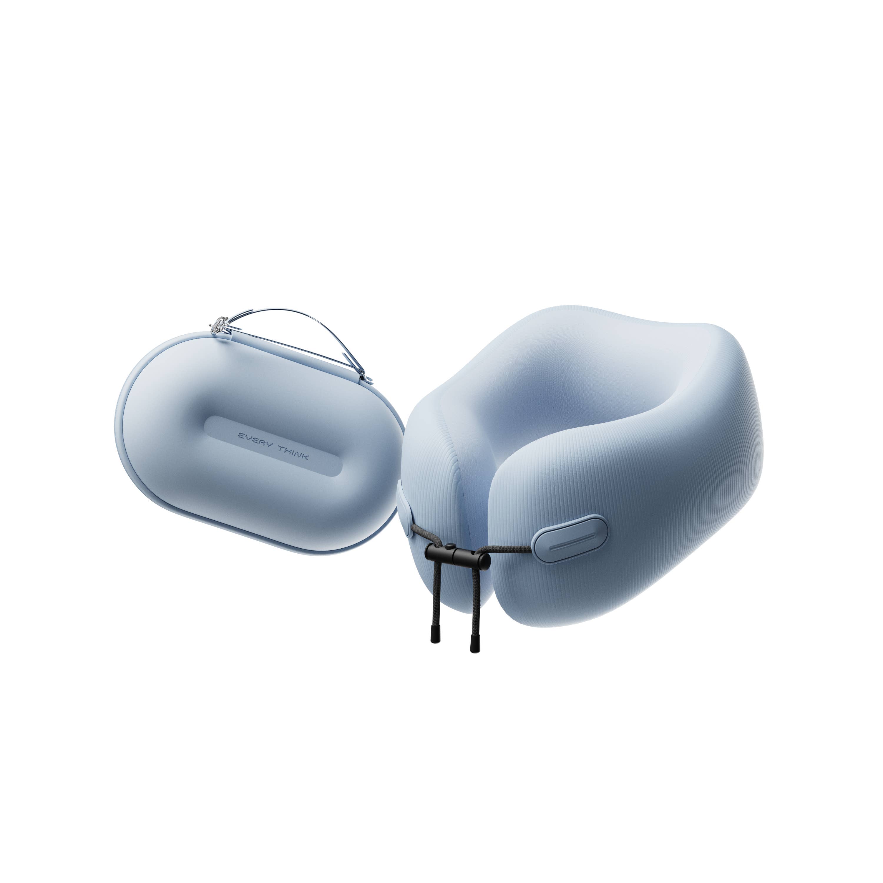 FashionIt - Wholesale Travel Pillow - Travel Neck Pillow with Hard Case - Light Blue