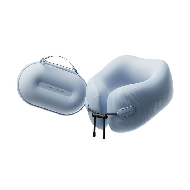 FashionIt - Wholesale Travel Pillow - Travel Neck Pillow with Hard Case - Light Blue0