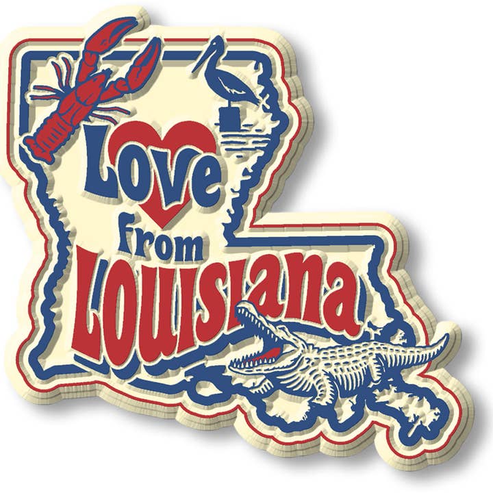 "Liebe aus Louisiana" Vintage-Staatenmagnet Hergestellt in den USA für den Großhandel von 7 Star