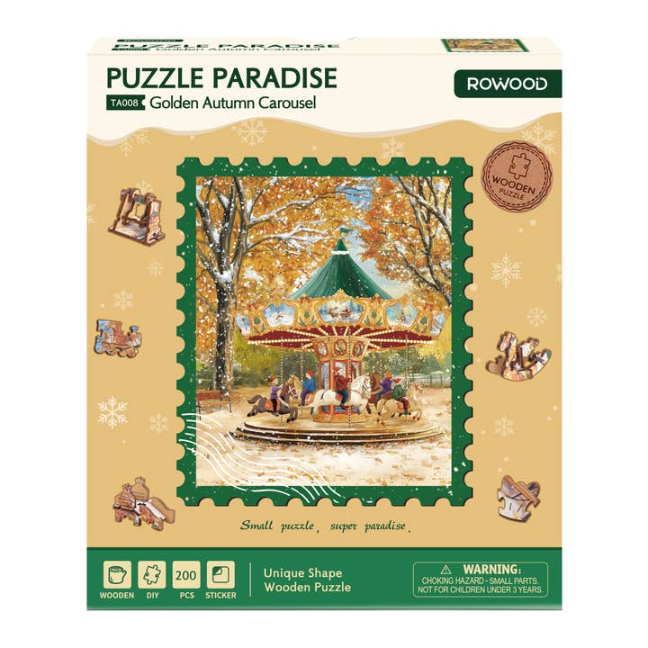 Robotime - Wholesale DIY Craft Kit - Rowood Golden Autumn Carousel Wooden Jigsaw Puzzle0