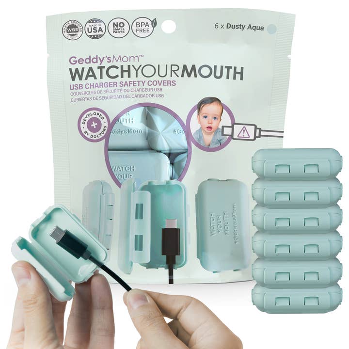 WATCH YOUR MOUTH USB Safety Cover 6-PACK for wholesale by Geddy's Mom LLC