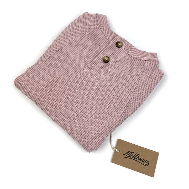 Milltown Brand - Wholesale Pet Shirt - Dog - Dog Waffle Henley T-shirt - Cuddle Pink