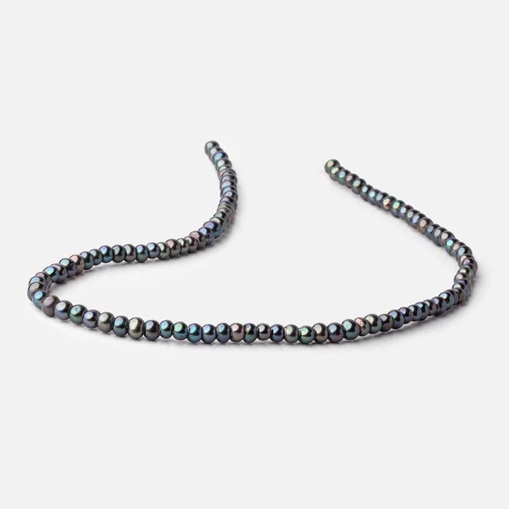 Beads of Cambay - Wholesale Beads - 5-6mm Blue Peacock Off Round 2.5mm Large Hole Pearls 95 Beads2