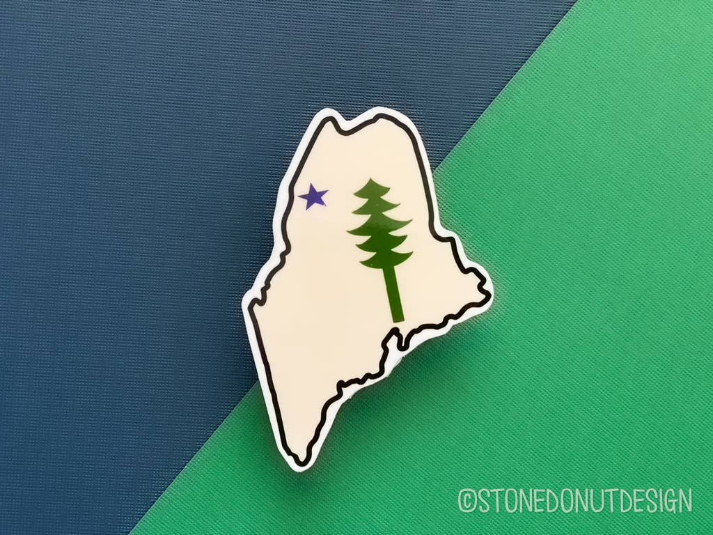 Stone Donut Design, LLC - Wholesale Sticker - 1901 Maine Flag Vinyl Sticker