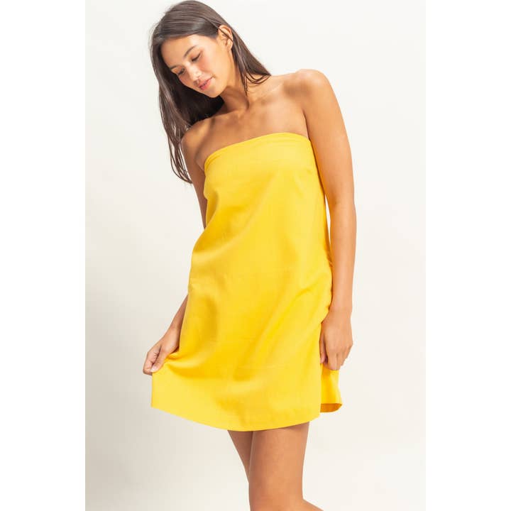 HYFVE - Wholesale Dress - Women's - DZ25E041-Sand Washed Strapless Mini Dress
