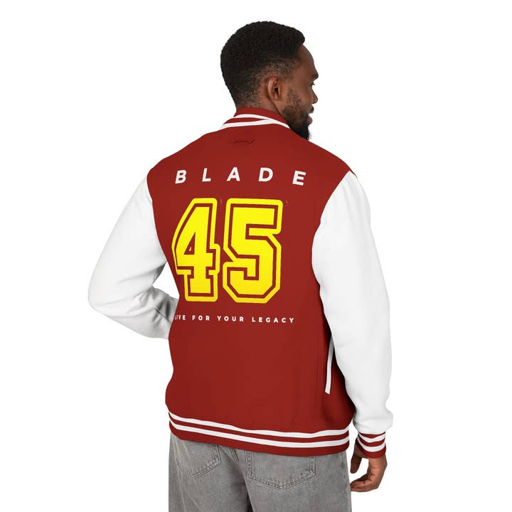 Blade 45 Golden Yellow/White Letterman Jacket for wholesale by Blade Infiniti LLC