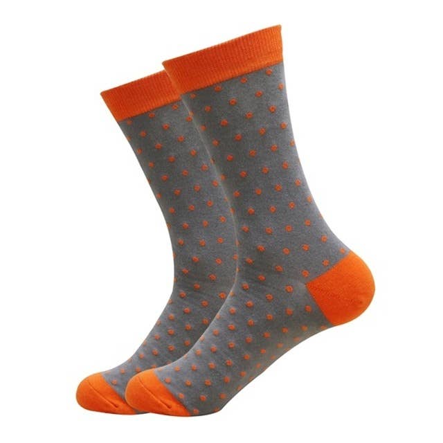 WestSocks - Wholesale Socks - Men's - Grey and Orange Polka Dot Socks