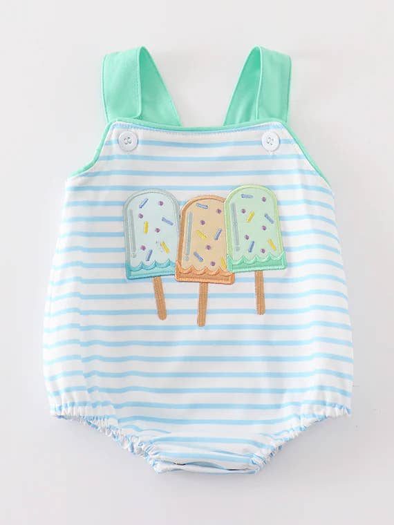 Southern Charm Baby Co - Wholesale Jumpsuit - Baby - Green popsicle applique boy bubble
0