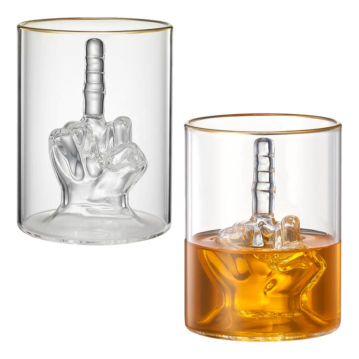 Middle Finger Gifts Whiskey Glass | SINGLE | 12.5 OZ for wholesale by The Wine Savant / Khen Glassware