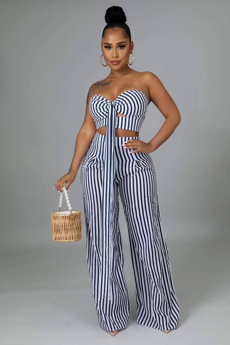 Flarix - Wholesale Top & Pant Set (NOT Loungewear) - Women's - striped tube top wide leg pants set7