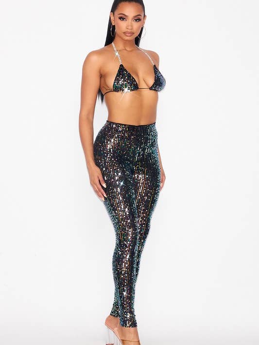 Set di pantaloni con paillettes HOEA0036 per la vendita all'ingrosso da parte di House of E ATL LLC