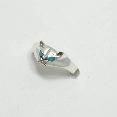 Turquoise and sterling silver cat ring for wholesale by Iroquoise