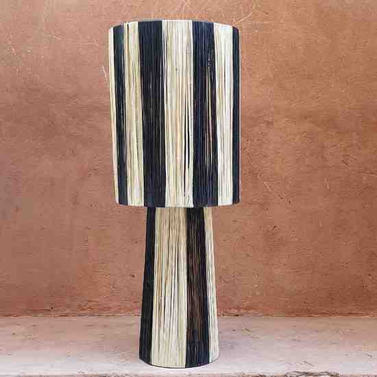 Raffia Lamp with Natural and Black Lampshade - Moroccan for wholesale by libitiishop
