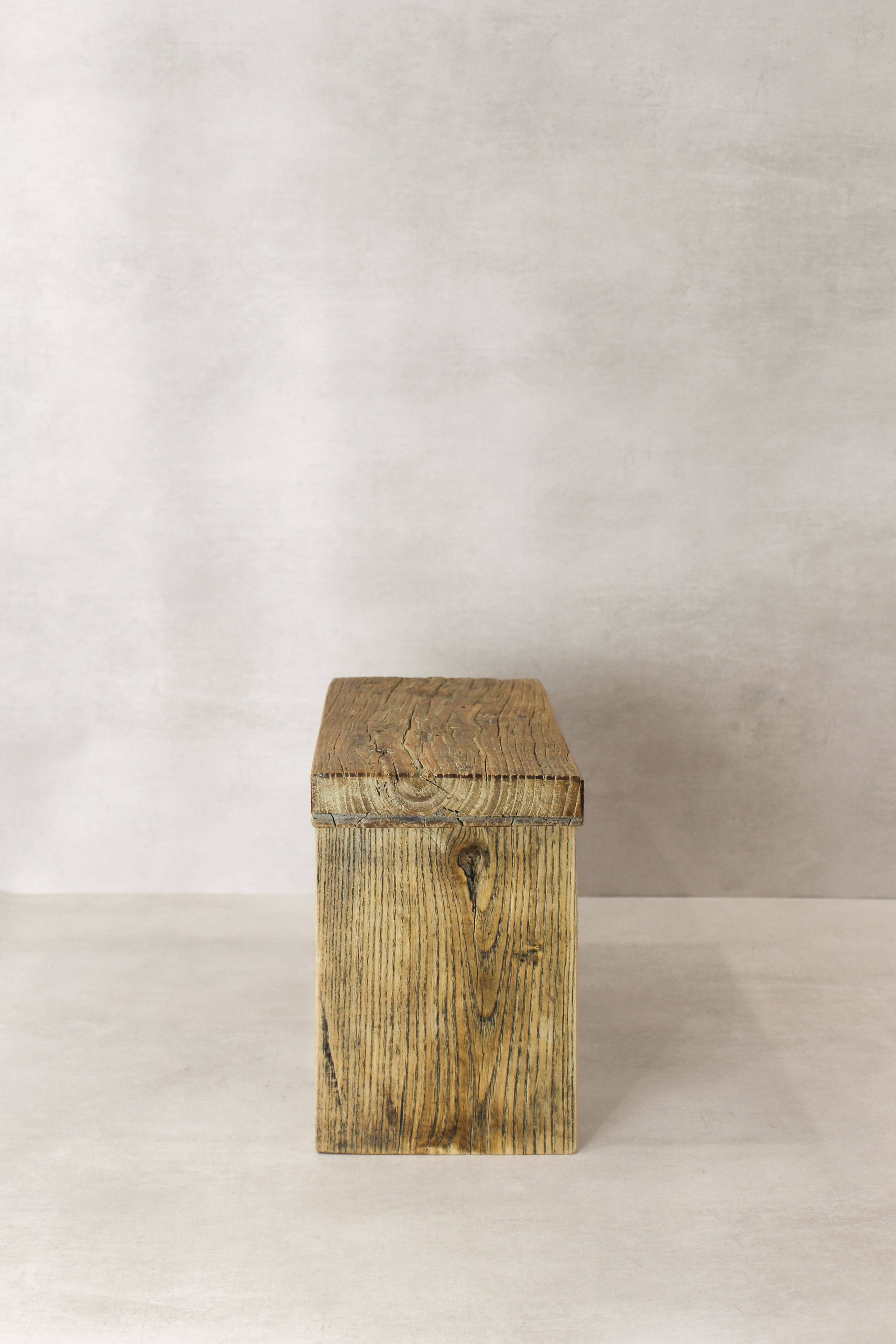 Botanical Boys – wholesale Stool – Vintage Rustic Square Elm Wood Stool - Small - No 115