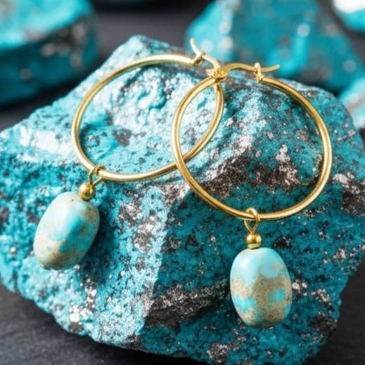 BLUE LAGOON - Oorringen met blauwe jaspis voor wholesale door OE!