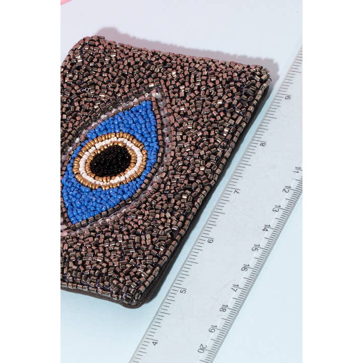 MULTI Black Evil Eye Beaded Coin Purse for wholesale on Faire1