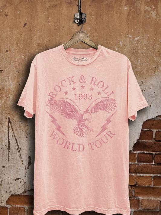 Lotus Fashion Collection - Vente T-shirt à imprimés – femme - Top graphique du Rock Roll World Tour