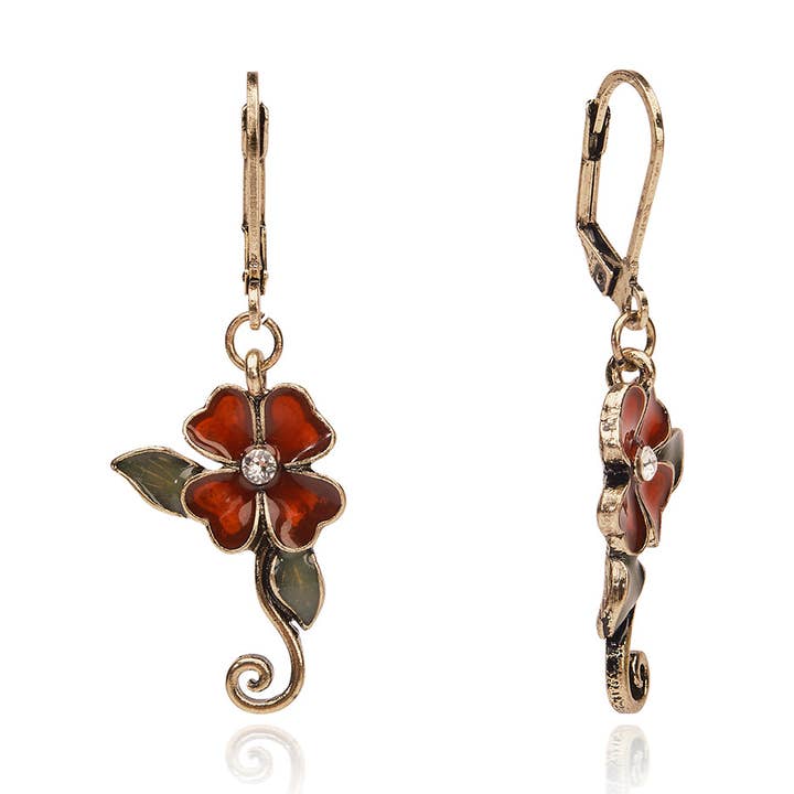 Brincos Pendentes Florais Art Nouveau: Brincos de Flor em Esmalte por atacado de Lovett & Co