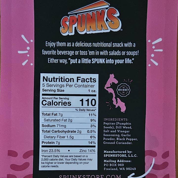 SPUNKS 'pumpkin seeds with a kick' - Wholesale Seeds/Kernels - SPUNKS Dill Pickle Kick 5 oz.1