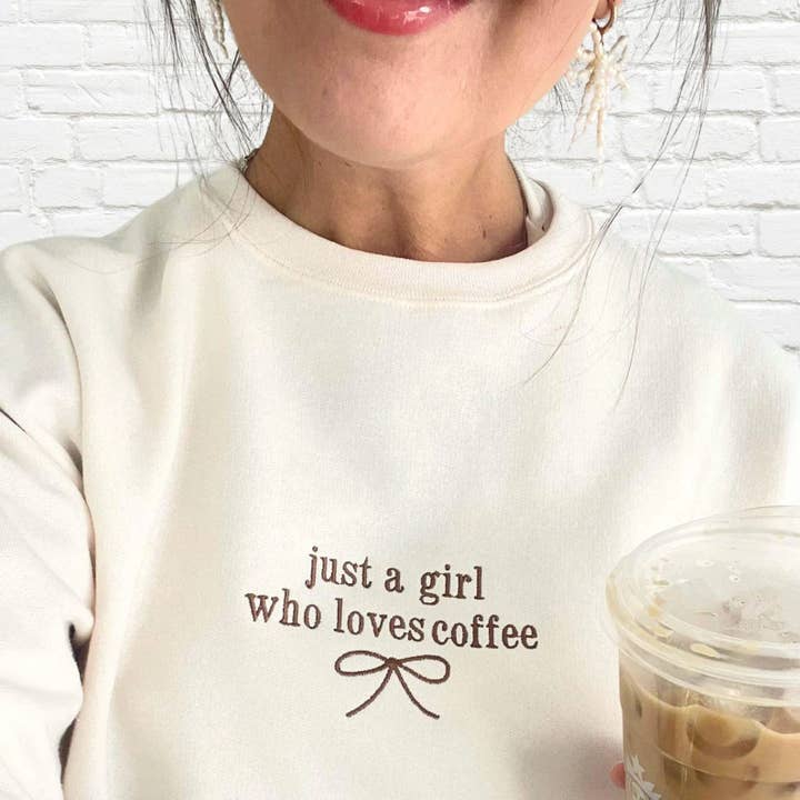 Embroidered Sweatshirt Just a Girl Who Loves CUSTOM for wholesale by Arden & Gold