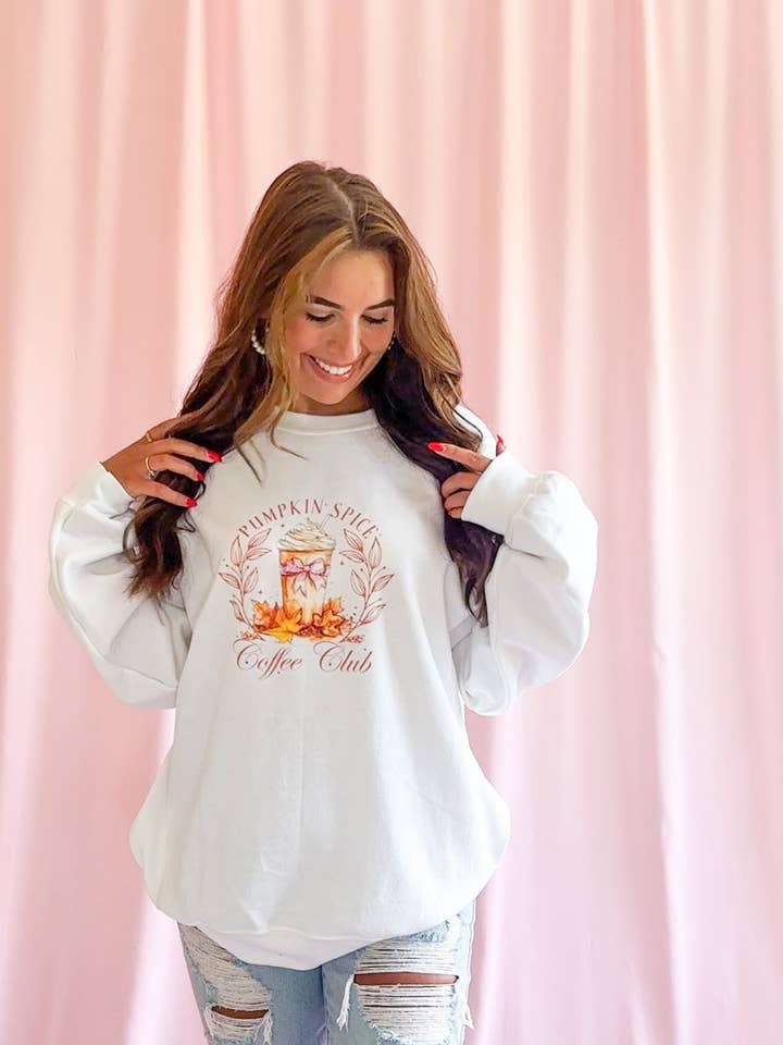 Kürbis-Gewürz-Kaffee-Club-Sweatshirt Herbst für den Großhandel von Gabsdoodlebugdesigns