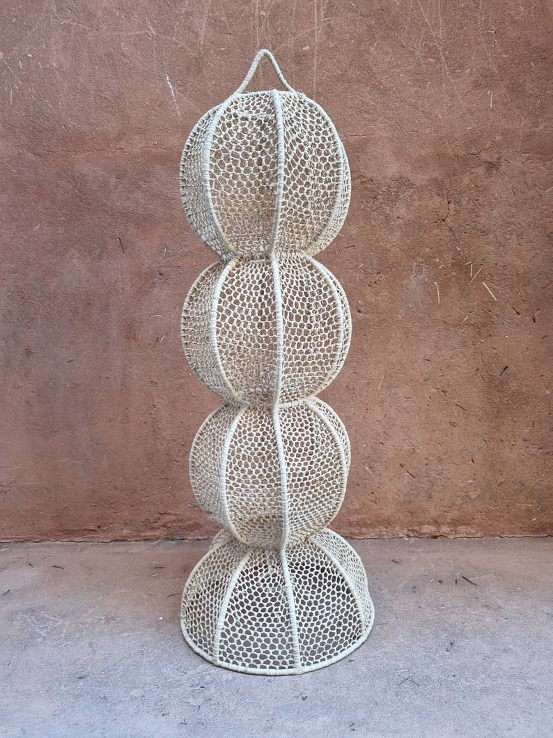 MARRAKECH METACRAFT LTD - Wholesale Chandelier/hanging light - Moroccan lace Lantern raffia suspension0