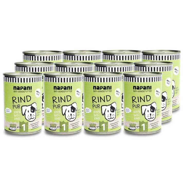 organic canned food for dogs, pure beef 12 x 400g for wholesale by napani GmbH & Co. KG