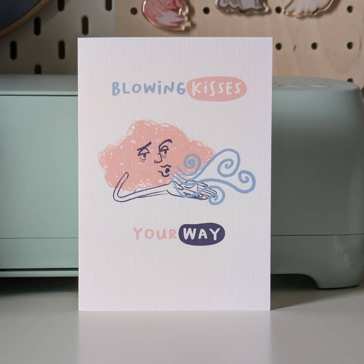 Wind Greeting Card (Blowing kisses your way) for wholesale by Maison Phoenix