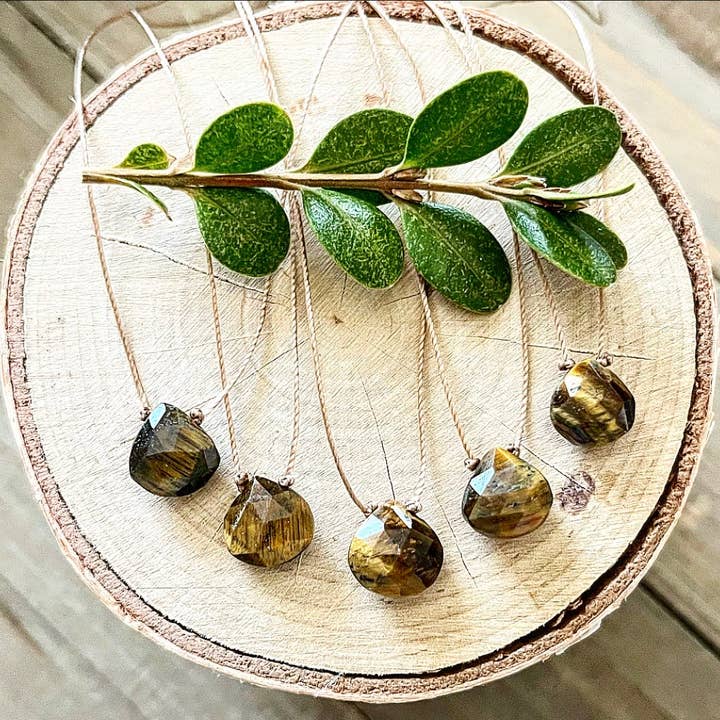 Merelani Designs - Wholesale Pendant/charm necklace - Tigers Eye Faceted Teardrop Gemstone Necklace2