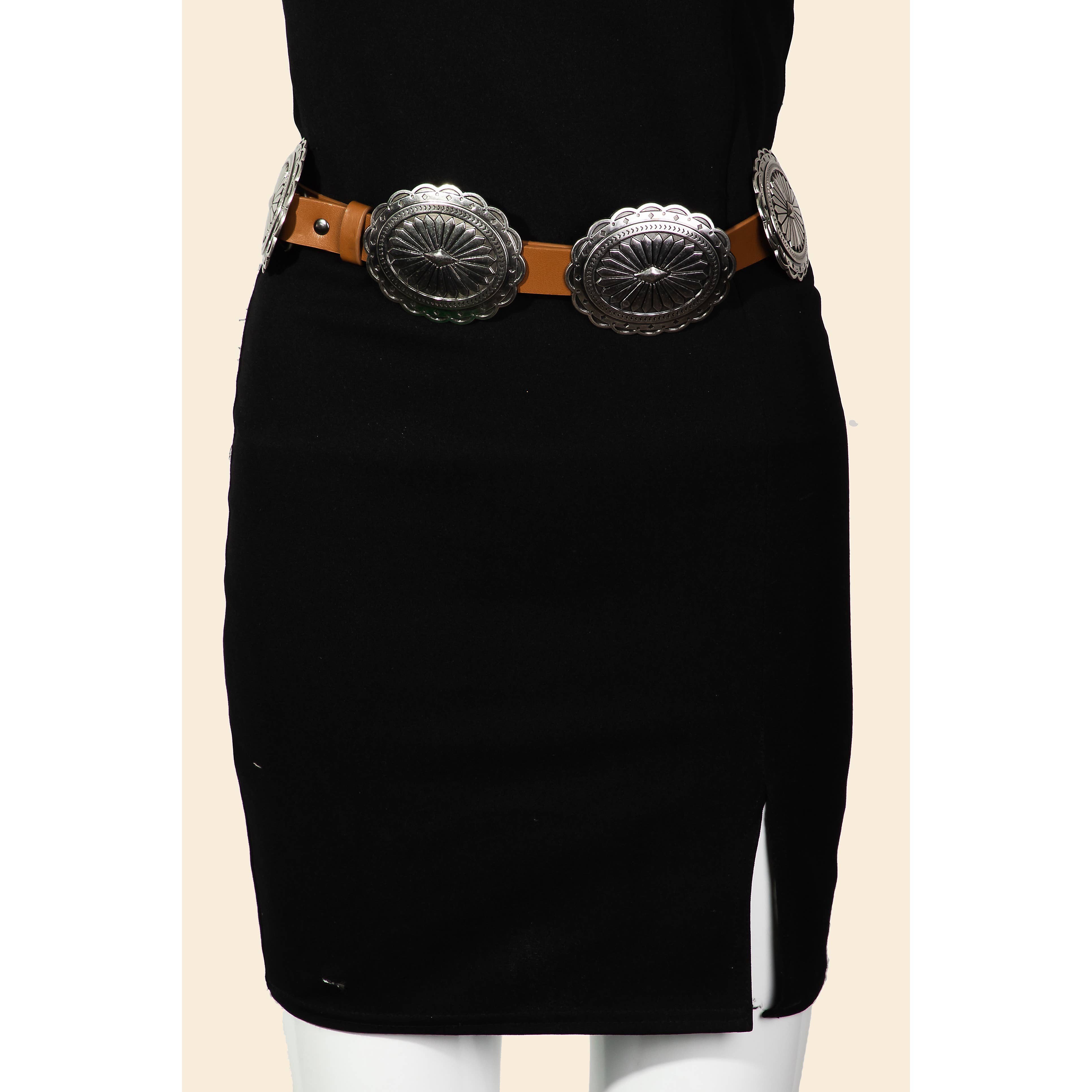 Pip  Black Vintage Round Buckle Leather Belt – Vanilla Fringe Boutique