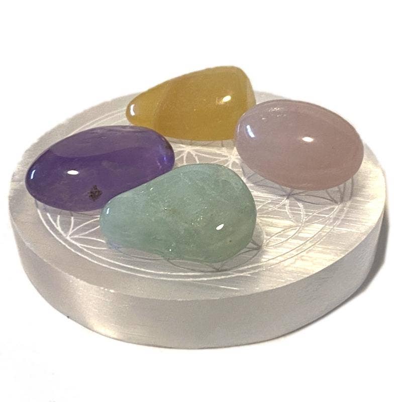 La Boîte à Cailloux - Wholesale Plaque - Selenite Charging Plate Zodiac Signs - 100mm2