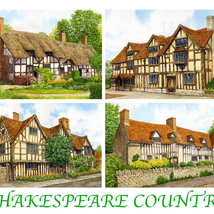 Warwickshire. Wooden Coaster, Shakespeare Country for wholesale by Robinson Collection
