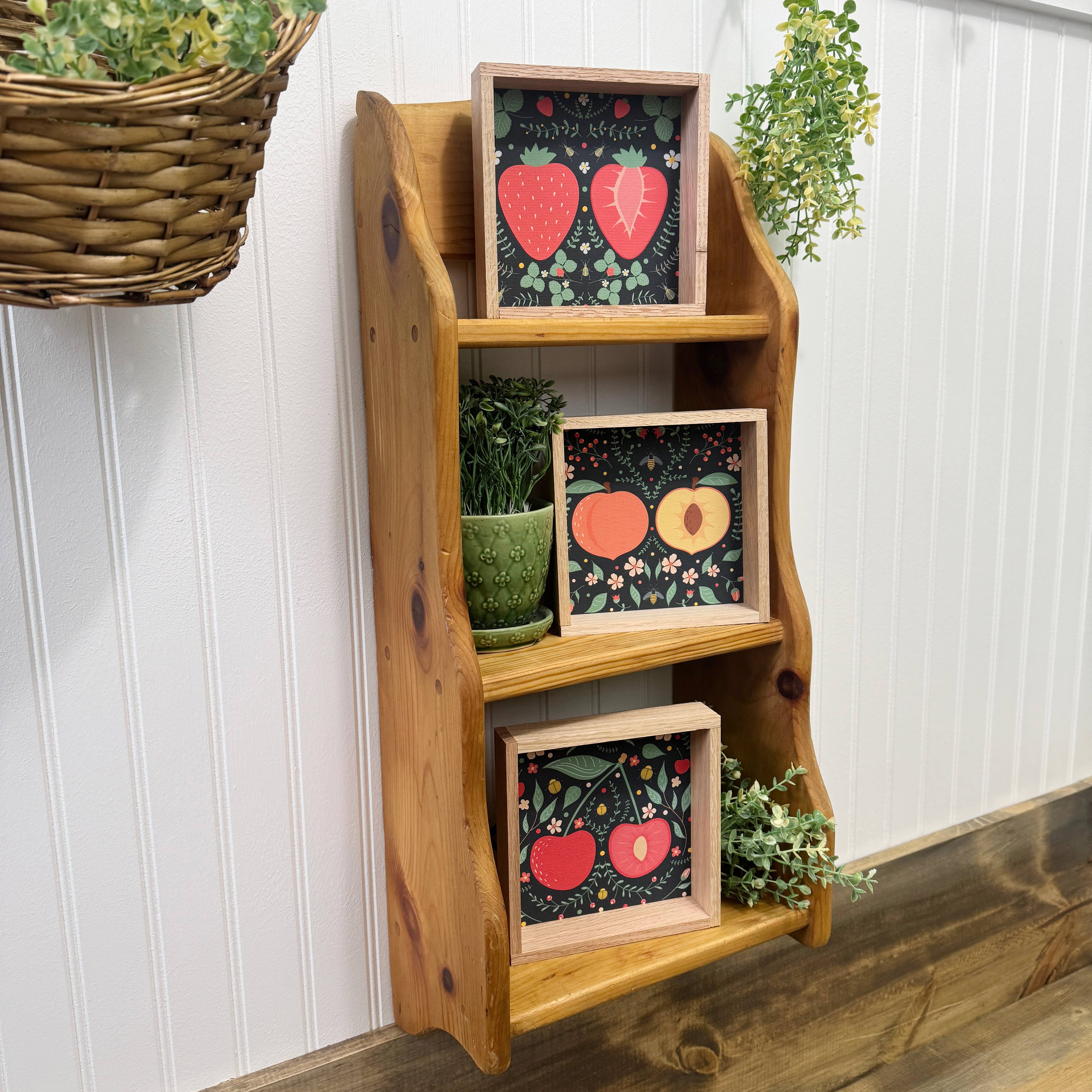 Hangout Home - Wholesale Art Print - Folk Art Cherry - Cute Cherry Canvas Art - Wood Framed3