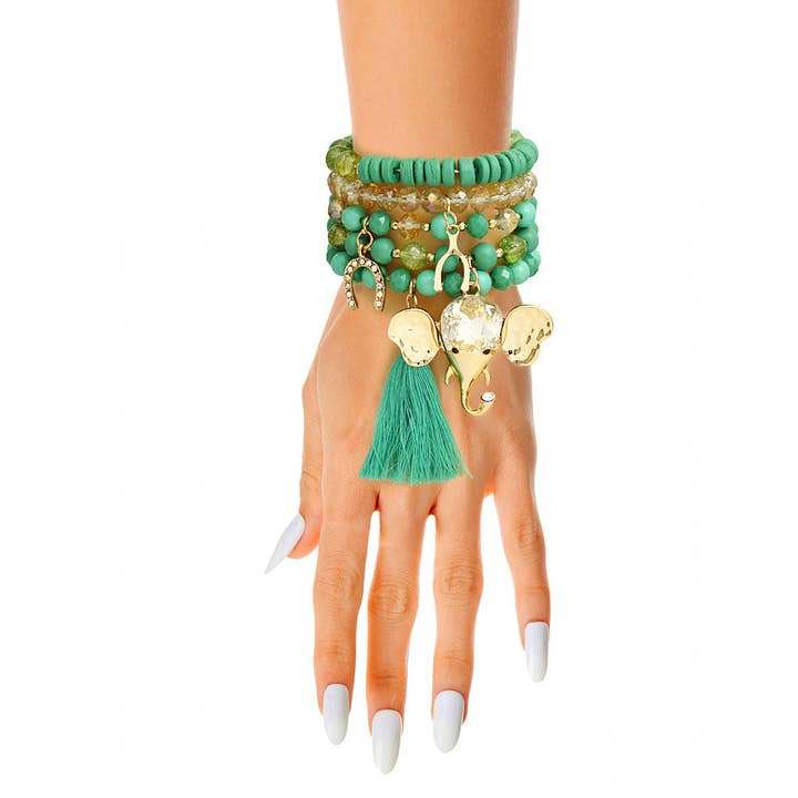 Bracelets à breloques éléphant en perles pour la vente par PinktownUSA