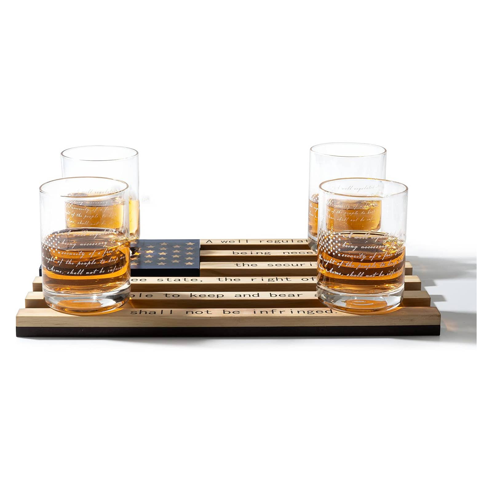 The Wine Savant /  Khen Glassware - Wholesale Cocktail/Liquor Glass - 2nd Amendment Whiskey Glasses With Flag Base Set5