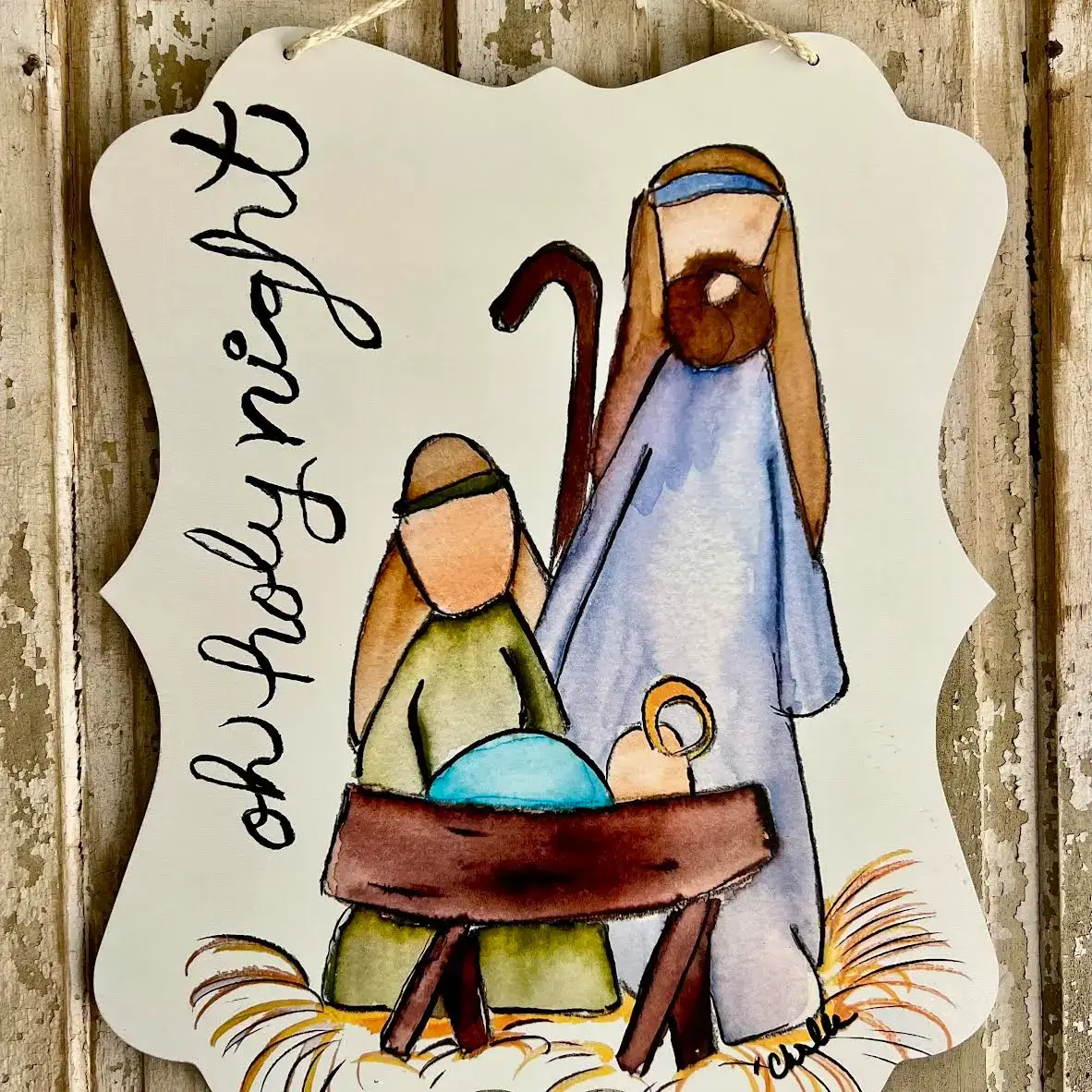 The Happy Butterfly - Wholesale Door Hanger - Door Hanger: Christmas, Oh Holy Night, Large2