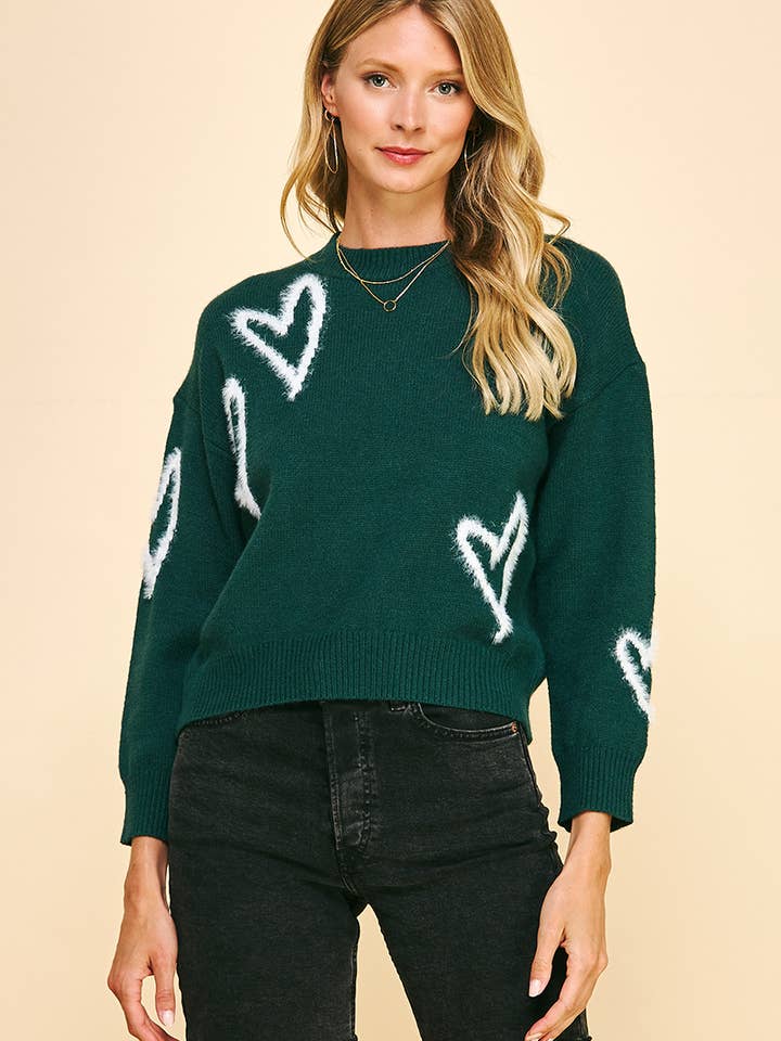 CAMISOLA DE PULÔVER CORAÇÃO - VERDE CAÇADOR por atacado de PINCH