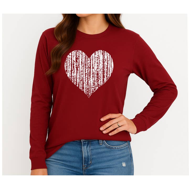 Vintage Herz Langarmshirt, Damen Langarm Rot für den Großhandel von Ice Cream Life