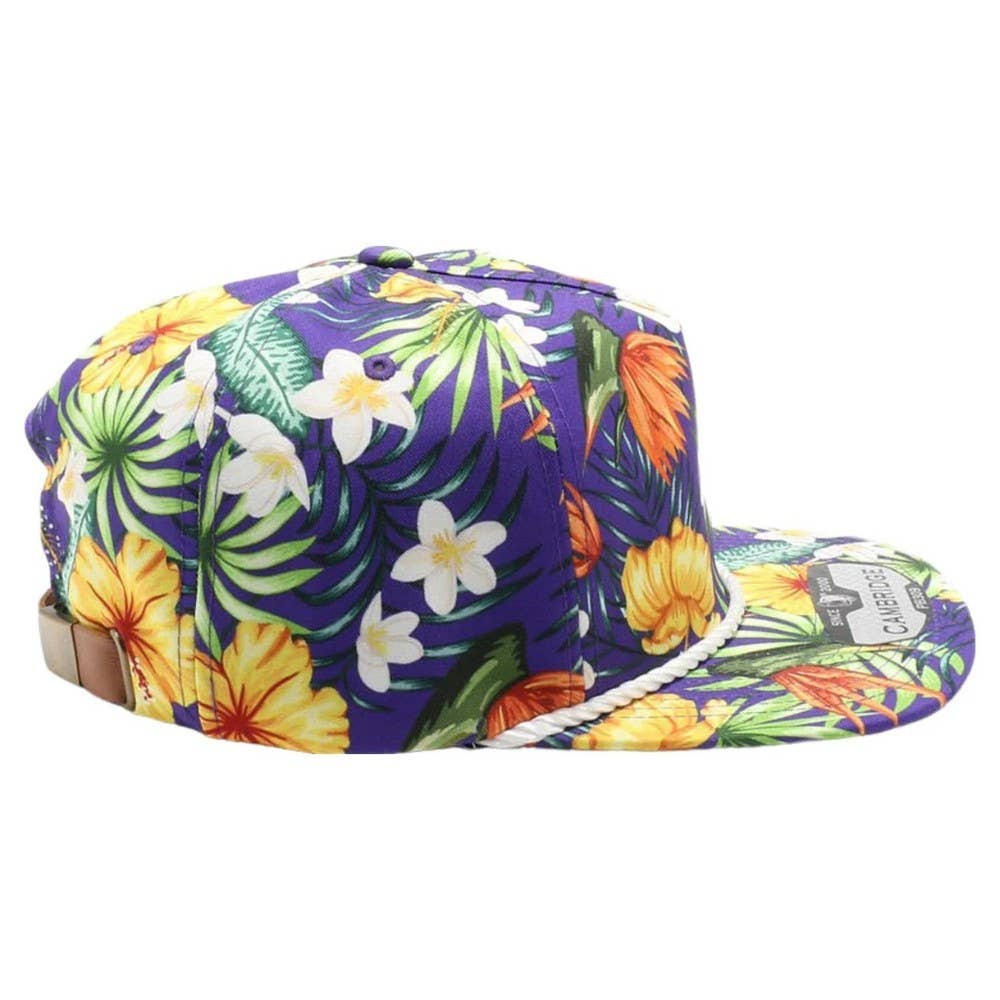 DOBBI - Wholesale Flat Brim Cap - Unisex - CAMBRIDGE 5 PANEL UNSTRUCTURED FLORAL ROPE HAT6